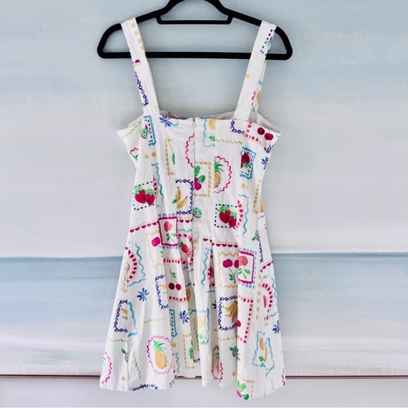 Avec Les Filles Fit & Flare Mini Dress Fruit Print Ivory Multicolor Size 8 NWT - Picture 5 of 10
